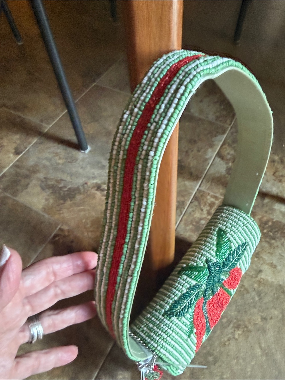 Beaded Chili Pepper Shoulder Bag - Green & Red ..beautiful handbag ..nwt .. - Picture 6 of 8
